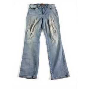 Judy Blue Straight Fit Jeans Womens 13/31 Light Wash Stretch Denim Frayed Hem